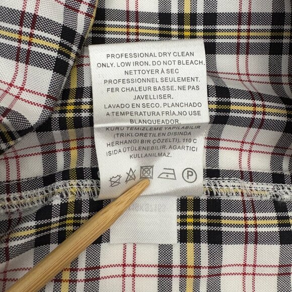 TIBI Kingston Plaid Neck Tie Button Up Shirt Size S Back Zip Long Sleeve Cotton - Picture 13 of 13
